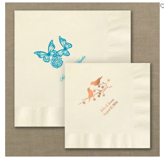 Ivory Wedding on Ivory Wedding Napkins  Personalized Napkins  Printed Napkins